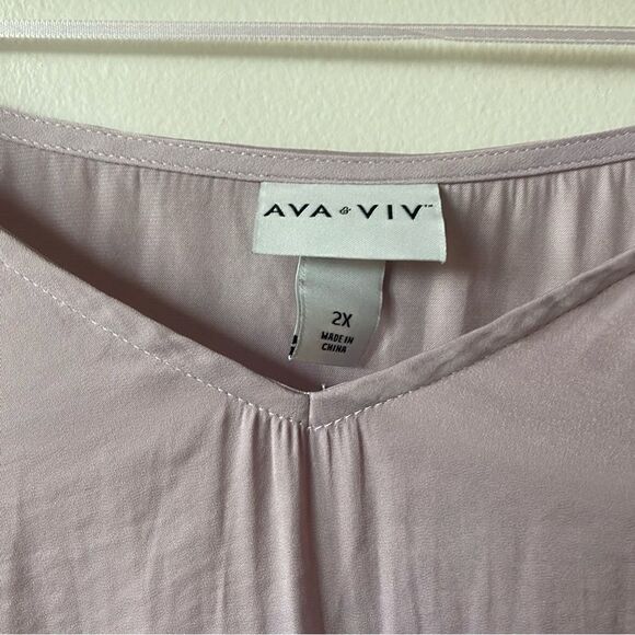Ava & viv light purple lavender flowy silky long sleeve blouse 2x plus size - Picture 3 of 7
